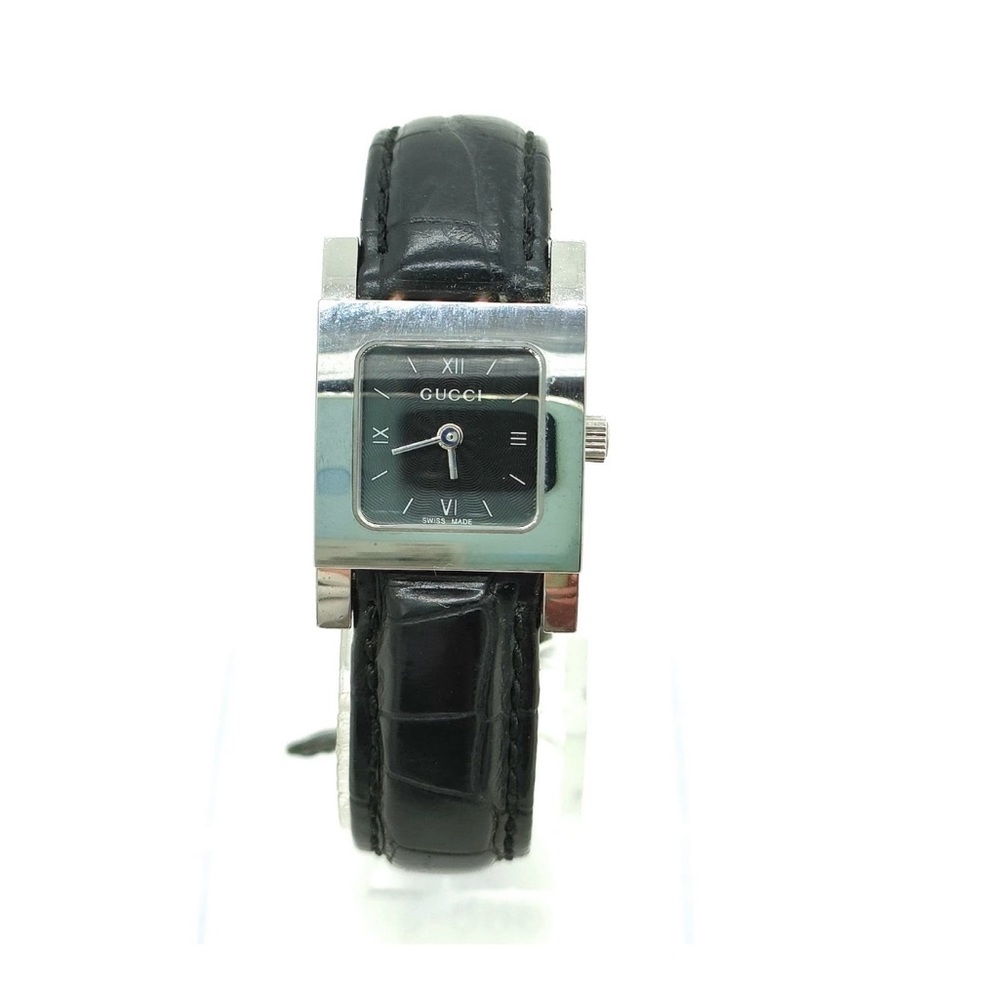 Gucci Silver and Black Leather Watch - Picture 2 of 9